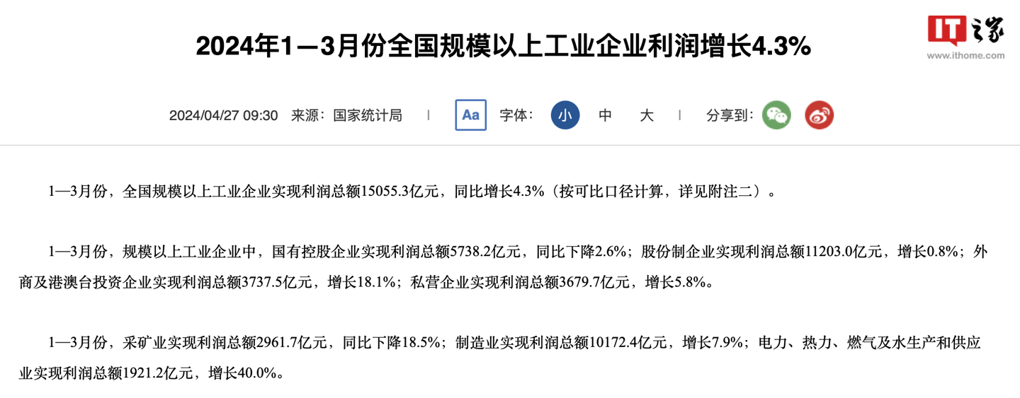 统计局：1-3月份计算机、通信和其他168体育电子设备制造业利润增 825%(图1)